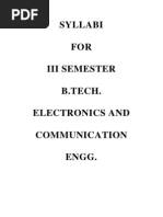 Syllabi FOR Iii Semester B.Tech. Electronics and Communication Engg