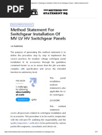 Method Statement For Switchgear Installation of MV LV HV Switchgear Panels - Method Statement HQ