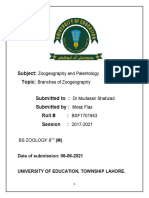 Branches of Zoogeography Assignment Semester 8