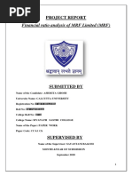 Financial Ratio Analysis of MRF Limited (MRF) : Project Report