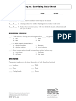 Cleaning vs. Sanitizing Quiz Sheet: True or False