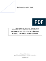 Allaitement Maternel Et Statut Pondéral Des Enfants de 0 À 6 Mois Dans La Commune D'ambandrika (RANDRIAMANASOA Estelin-INSPC/2007)