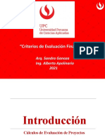 Gestion Del Negocio Inmobiliario 2021-1 - Sesion 11 y 12 - Criterios de Evaluacion Financiera