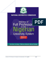 Directory of Full Professors in The Nigerian University System