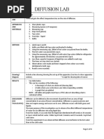 Diffusion Lab: Title AIM Apparatus AND Materials