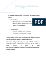 Informe de Documentos para La Constitucion de Una Empresa