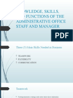 Knowledge, Skills, and Functions of The Administrative Office Staff and Manager