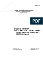 Specific Criteria For Calibration Laboratories in Mechanical Discipline: MASS (Weights)