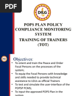 Pops Plan Policy Compliance Monitoring System Training of Trainers (TOT)