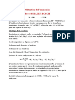 Obtention de L'ammoniac Procédé HABER-BOSCH: N + 3H 2NH