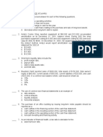 Multiple Choice On Cash Flow Statement