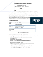 Network and Information Security Laboratory: Assignment No - 09 Title: Simulation of SQL Injection