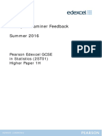 Principal Examiner Feedback Summer 2016: Pearson Edexcel GCSE in Statistics (2ST01) Higher Paper 1H