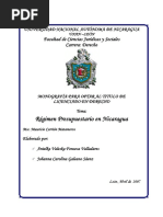 Régimen Presupuestario en Nicaragua: Facultad de Ciencias Jurídicas y Sociales Carrera: Derecho