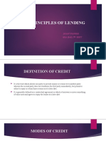 Credit Principles of Lending: Jayant Panwar BBA (B&I) 2 Shift