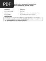 Department: Mathematics Date & Time of Exam: 05.07.2021 Sub Code: Mair22 DURATION: 2 Hours Faculty Name: Dr. Atul Kumar Verma / Dr. M Sivanesan