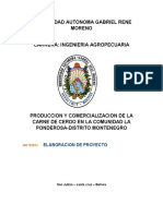 Proyecto PRODUCCION Y COMERCIALIZACION DE LA CARNE DE CERDO EN LA COMUNIDAD LA PONDEROSA-DISTRITO MONTENEGRO