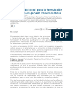 Aplicación Del Excel para La Formulación de Raciones en Ganado Vacuno Lechero