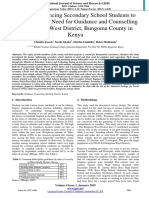 Factors Influencing Secondary School Students To Steal and Their Need For Guidance and Counselling in Bungoma West District, Bungoma County in Kenya