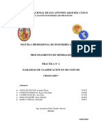 Practica Zarandas de Clasificación en Selección de Chancado - Procesamiento de Minerales