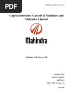 Capital Structure Analysis of Mahindra and Mahindra Limited: Submitted To Dr. Suveera Gill