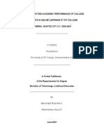 Factors Affecting Academic Performance of College Students in Online Learning at Sti College General Santos City S.Y. 2020-2021