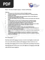 Phase 2 - The Study of English Language - Grammar and Phonology
