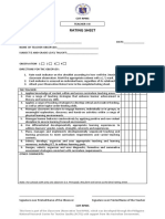 Rating Sheet: Cot-Rpms Teacher I-Iii