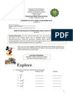 Learning Activity Sheet in Math 9 Week 6 Quarter 2