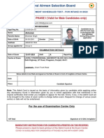 Central Airmen Selection Board: ADMIT CARD - PHASE I (Valid For Male Candidates Only)