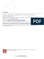 Literatura, Psicoanálisis y Marginalidad en Un Relato Peruano de Los Años 70