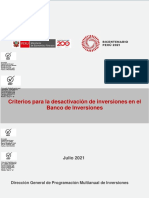 Criterios de Desactibacion de Inversiones en El BI