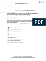 An Investigation Into Methods of Developing Oral Fluency in Foreing Language Teaching