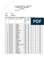 Internal Assessment (IA) - April 2019 Academic Year: 2019-2020 Practical