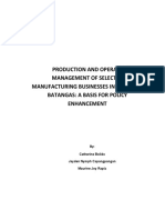 Production and Operations Management of Selected Manufacturing Businesses in District I, Batangas: A Basis For Policy Enhancement