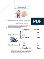 Lesson Plan of Personal Pronouns