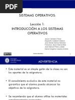 Sistemas Operativos: Lección 1: Introducción A Los Sistemas Operativos