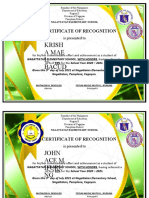 Krish A Mae L. Bacud: Certificate of Recognition