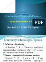 Continuity of Topological Spaces: On Topology