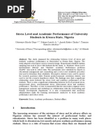 Stress Level and Academic Performance of University Students in Kwara State, Nigeria