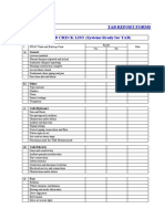 Tab Report Forms PRE TAB CHECK LIST (Systems Ready For TAB)