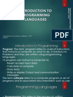 Introduction To Programming Languages: Prepared By: Aura Mae M. Celestino - CITE Faculty