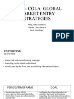 Coca-Cola: Global Market Entry Strategies: Abiog, Sofia Aina Chariz Estanda, Chaize Denmar Ilano, Mark Engle