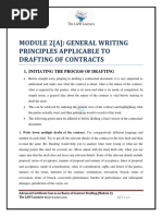 Module 2 (A) : General Writing Principles Applicable To Drafting of Contracts