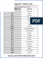 Irregular Verbs List