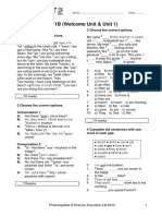 Summative Test 1B (Welcome Unit & Unit 1) : Grammar