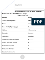 Section 1 Questions 1-10: Complete The Form Below.. Write NO MORE THAN TWO WORDS AND/OR A NUMBER For Each Answer. Registration Form