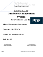 Database Management System: Course Code: CSL-402