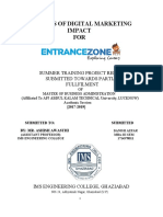 Analysis of Digital Marketing Impact FOR: Summer Training Project Report Submitted Towards Partial Fullfilment