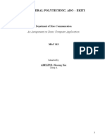 The Federal Polytechnic, Ado - Ekiti: An Assignment On Basic Computer Application